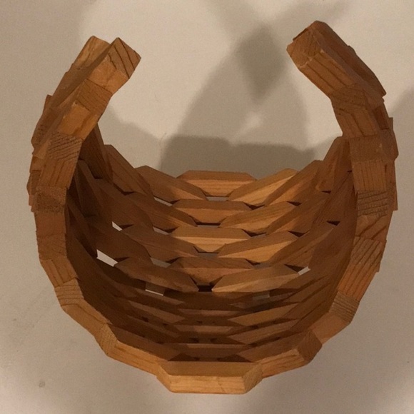 Vintage Planter Mid Century Modern Geometric Brutalist Wood Art Basket/ Planter - Picture 8 of 16